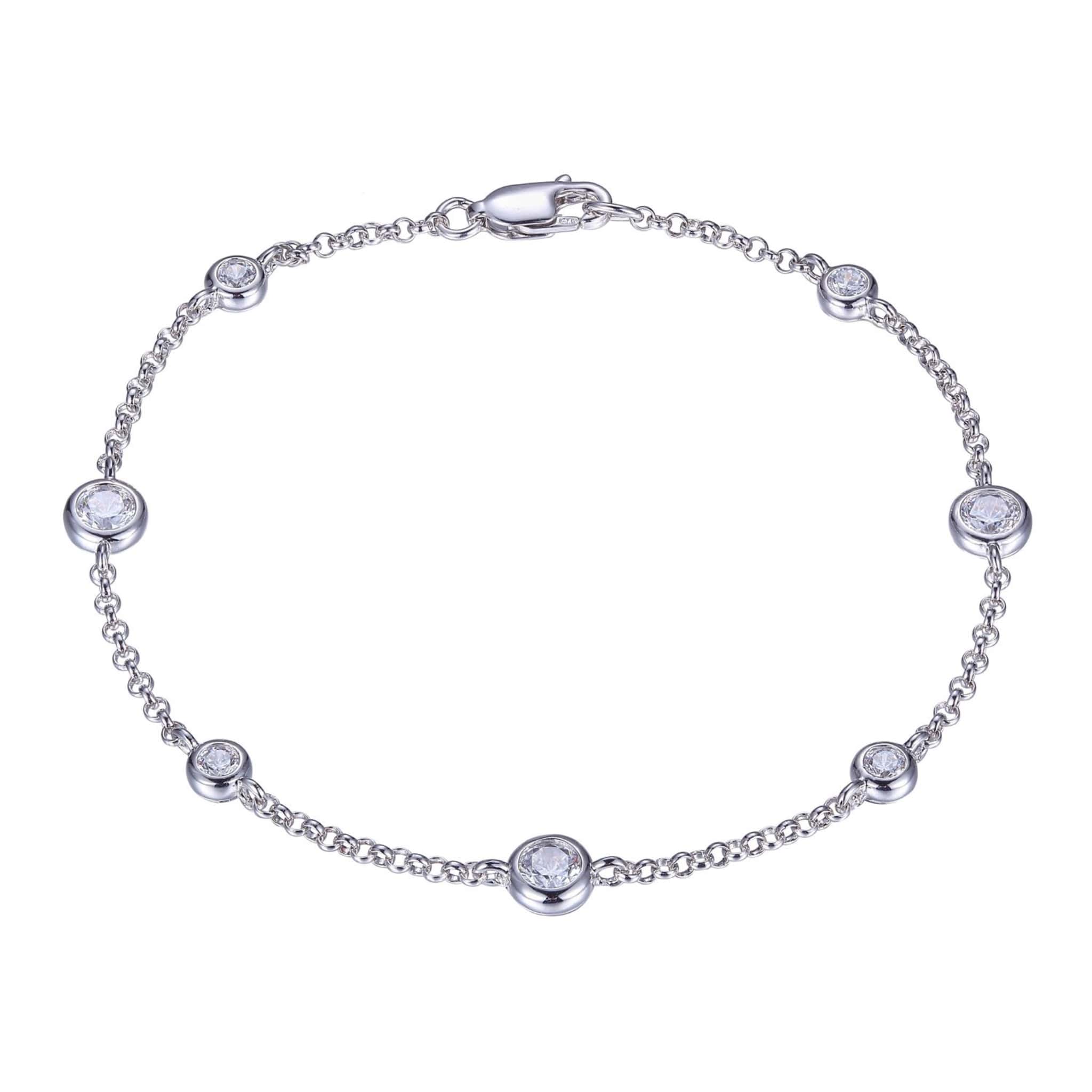 Bezel Set CZ Silver Station Bracelet at Arman's Jewellers