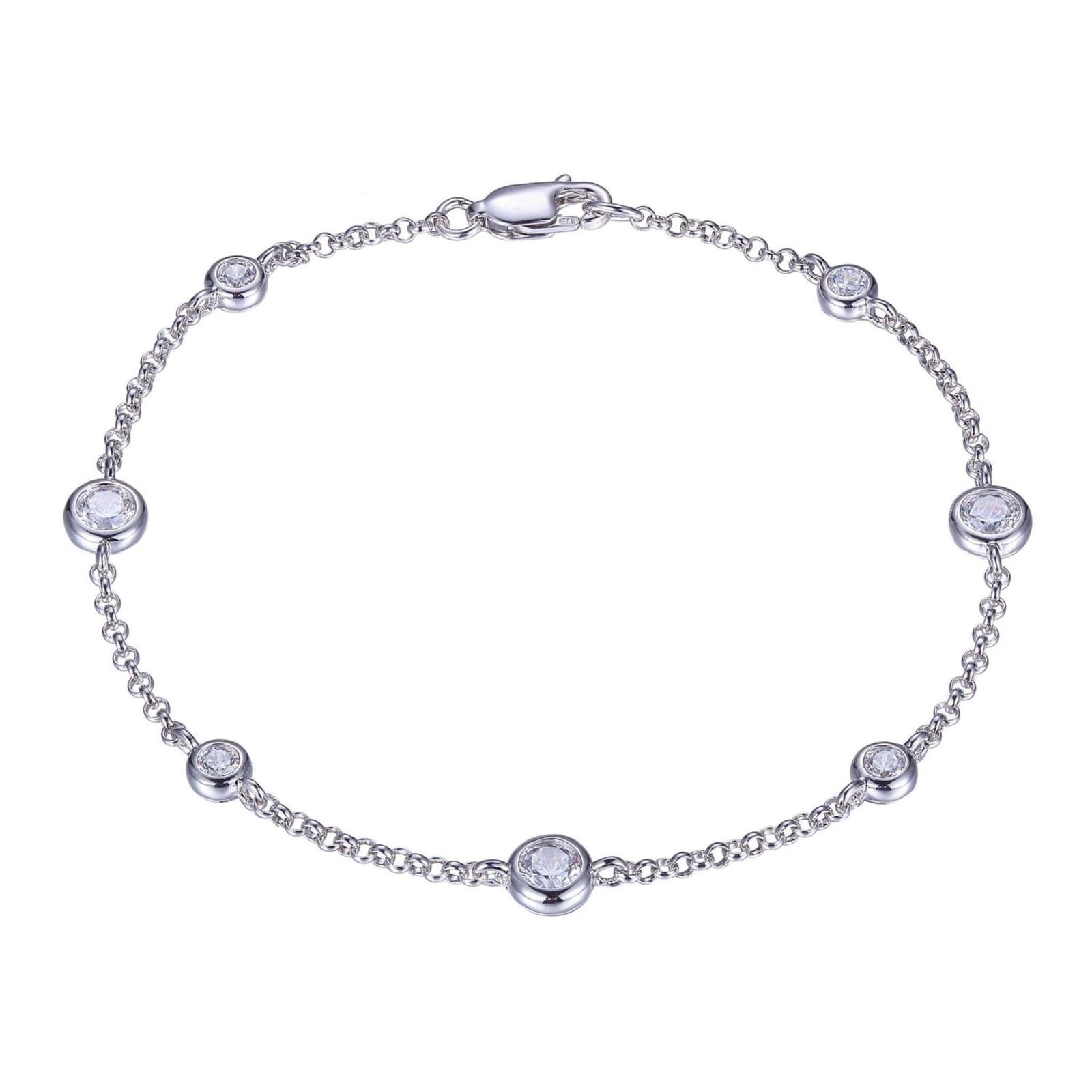 Bezel Set CZ Silver Station Bracelet at Arman's Jewellers
