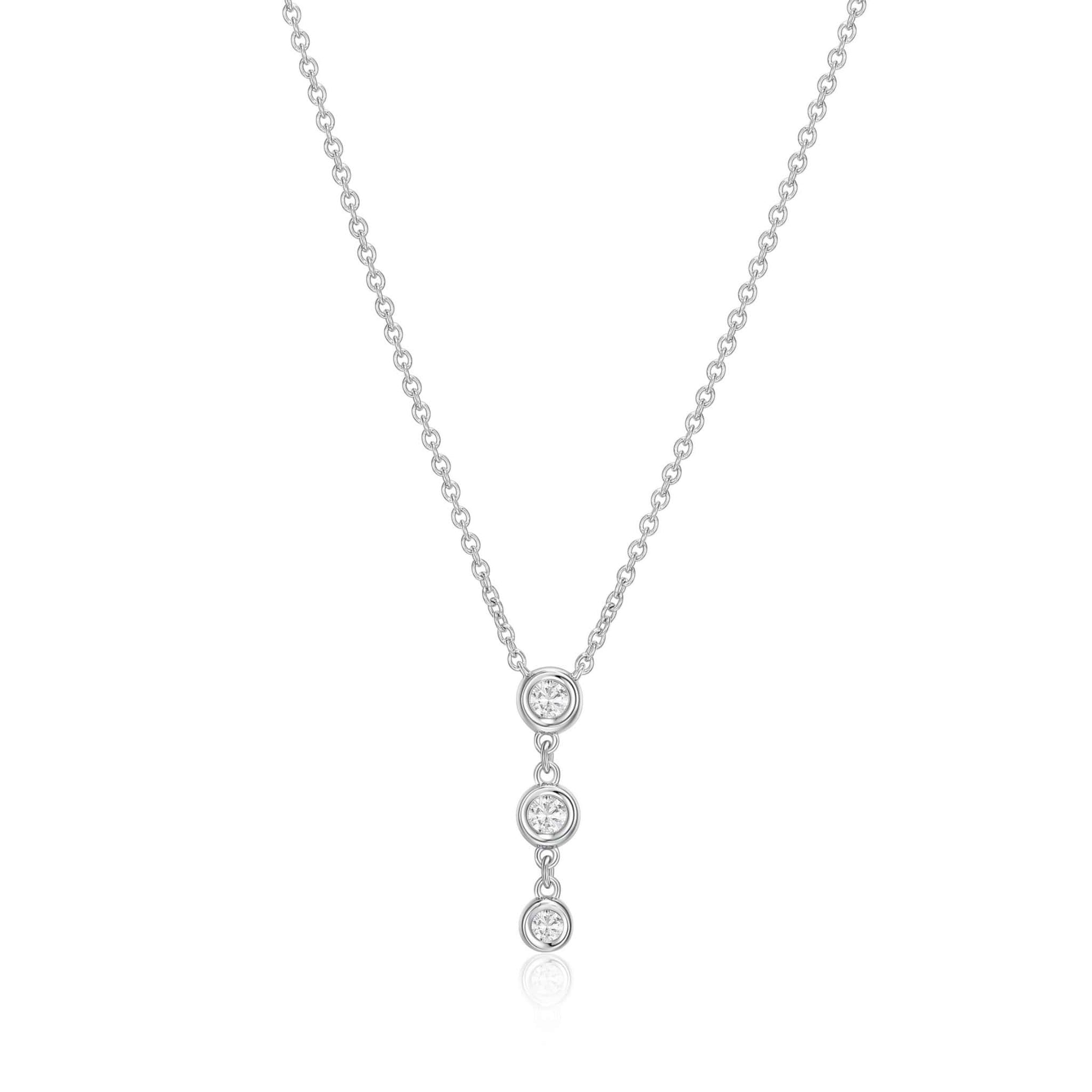 Bezel Set Lab-Grown Diamond Graduated Silver Necklace at Arman's Jewellers