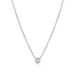 Bezel Set Lab-Grown Diamond Silver Necklace at Arman's Jewellers