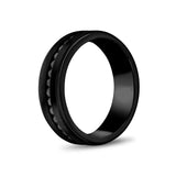 Black Stone Matte Black Steel Band Ring at Arman's Jewellers