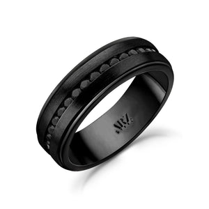 Black Stone Matte Black Steel Band Ring at Arman's Jewellers