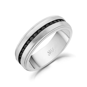 Black Stone Matte Steel Band Ring at Arman's Jewellers