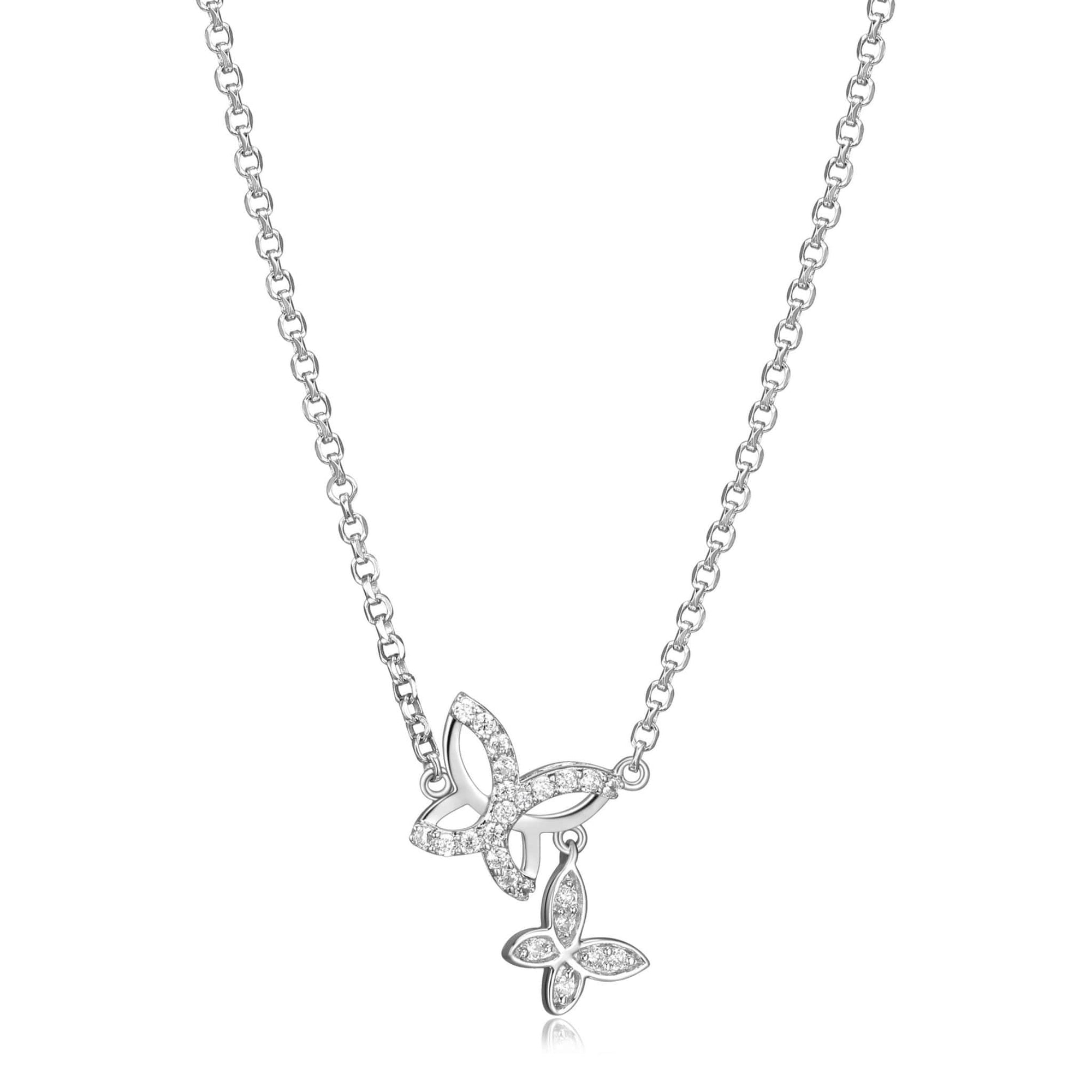 Double Butterfly CZ Silver Necklace at Arman's Jewellers 
