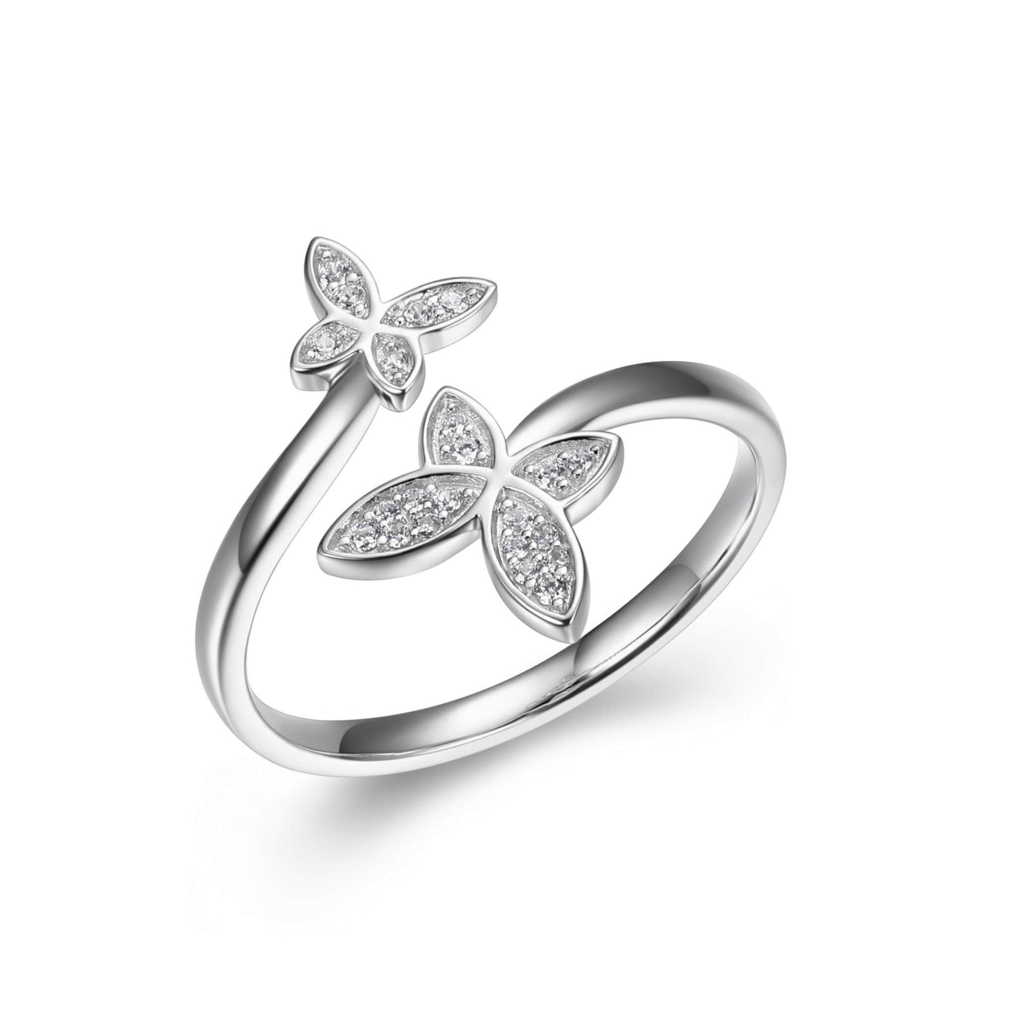 CZ Butterfly Bypass Silver Ring at Arman's Jewellers