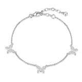 CZ Butterfly Silver Anklet