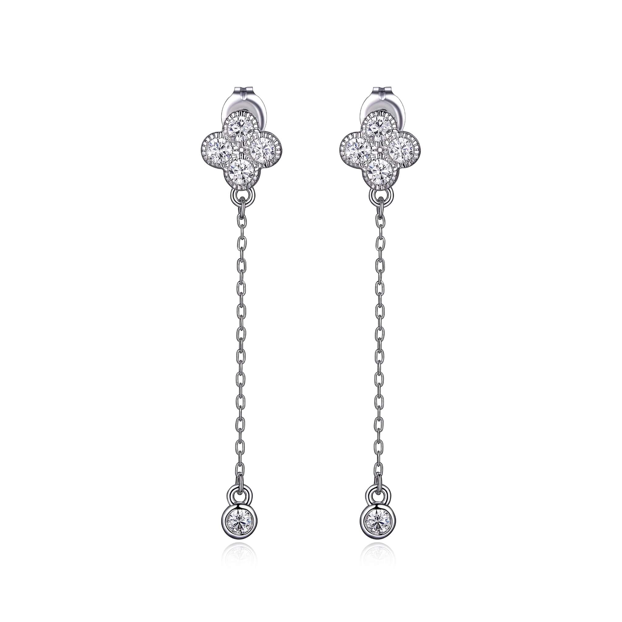 CZ Clover Silver Drop Earrings at Arman's Jewellers