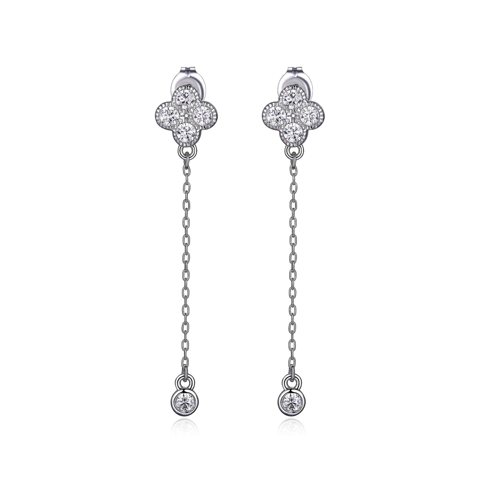CZ Clover Silver Drop Earrings at Arman's Jewellers