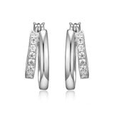 CZ Double Silver Hoop Earrings at Arman's Jewellers 