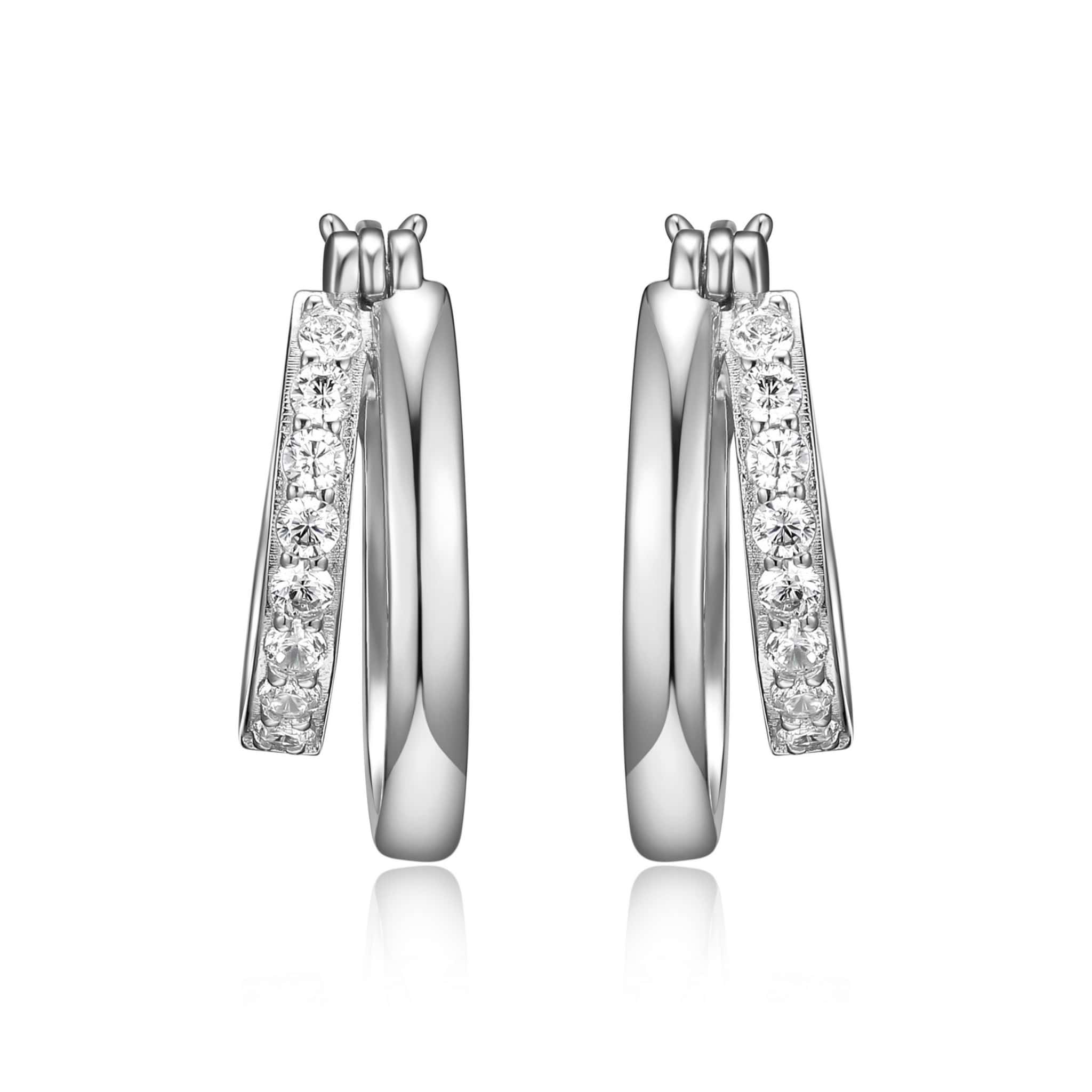 CZ Double Silver Hoop Earrings at Arman's Jewellers 