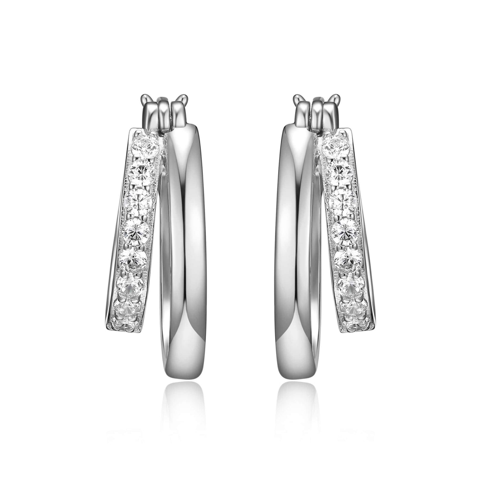 CZ Double Silver Hoop Earrings at Arman's Jewellers 