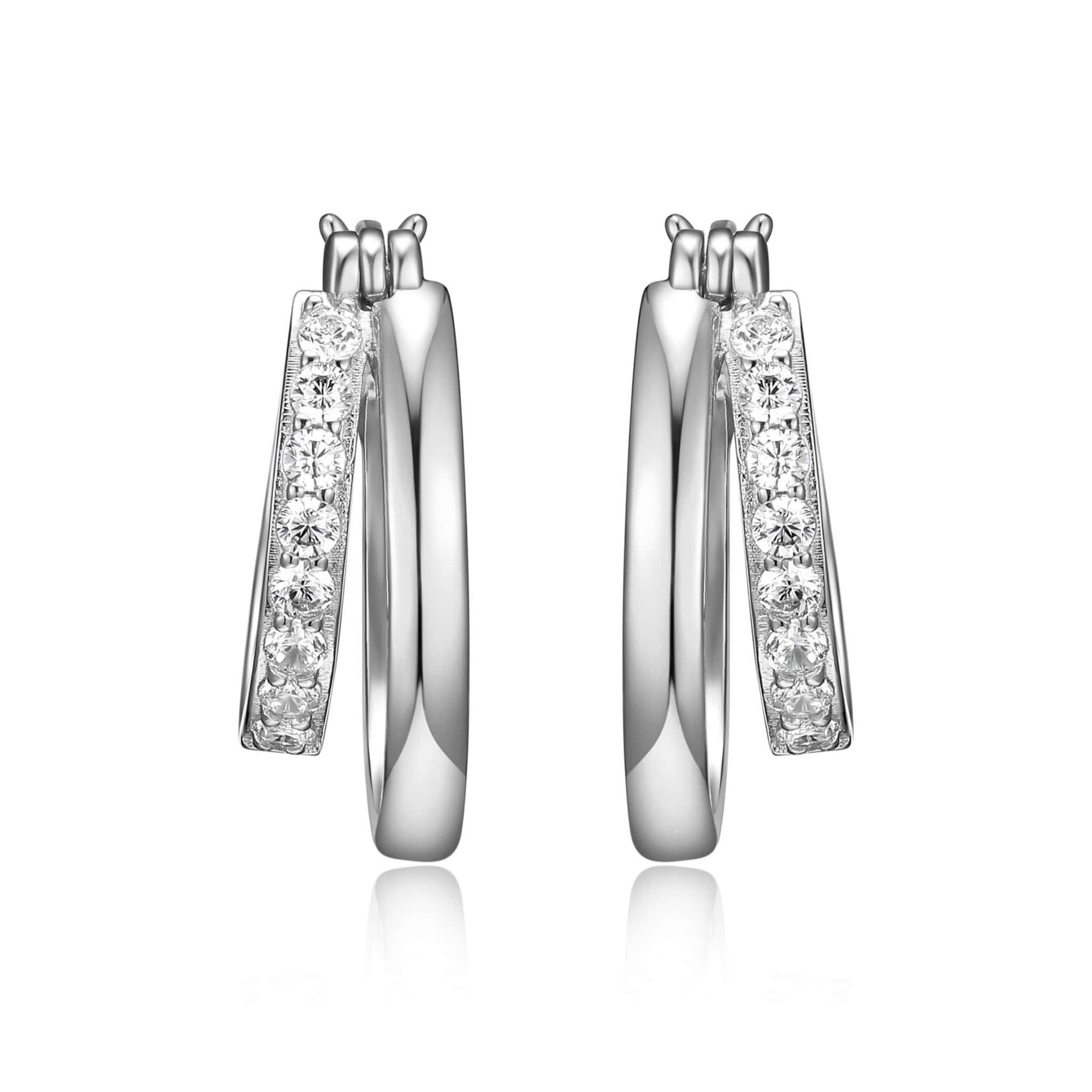 CZ Double Silver Hoop Earrings at Arman's Jewellers 