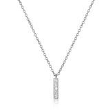 CZ Mini Silver Bar Necklace