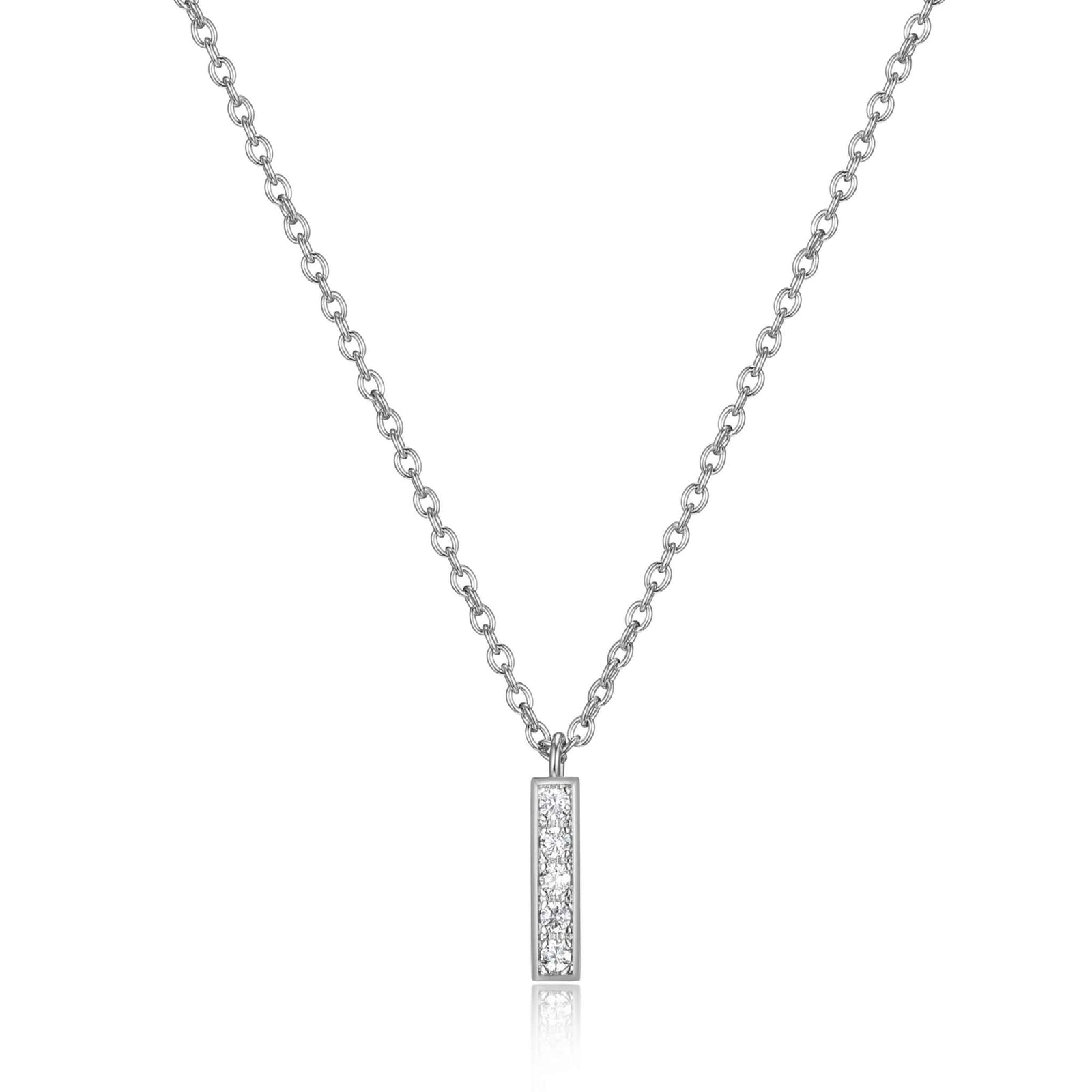 CZ Mini Silver Bar Necklace