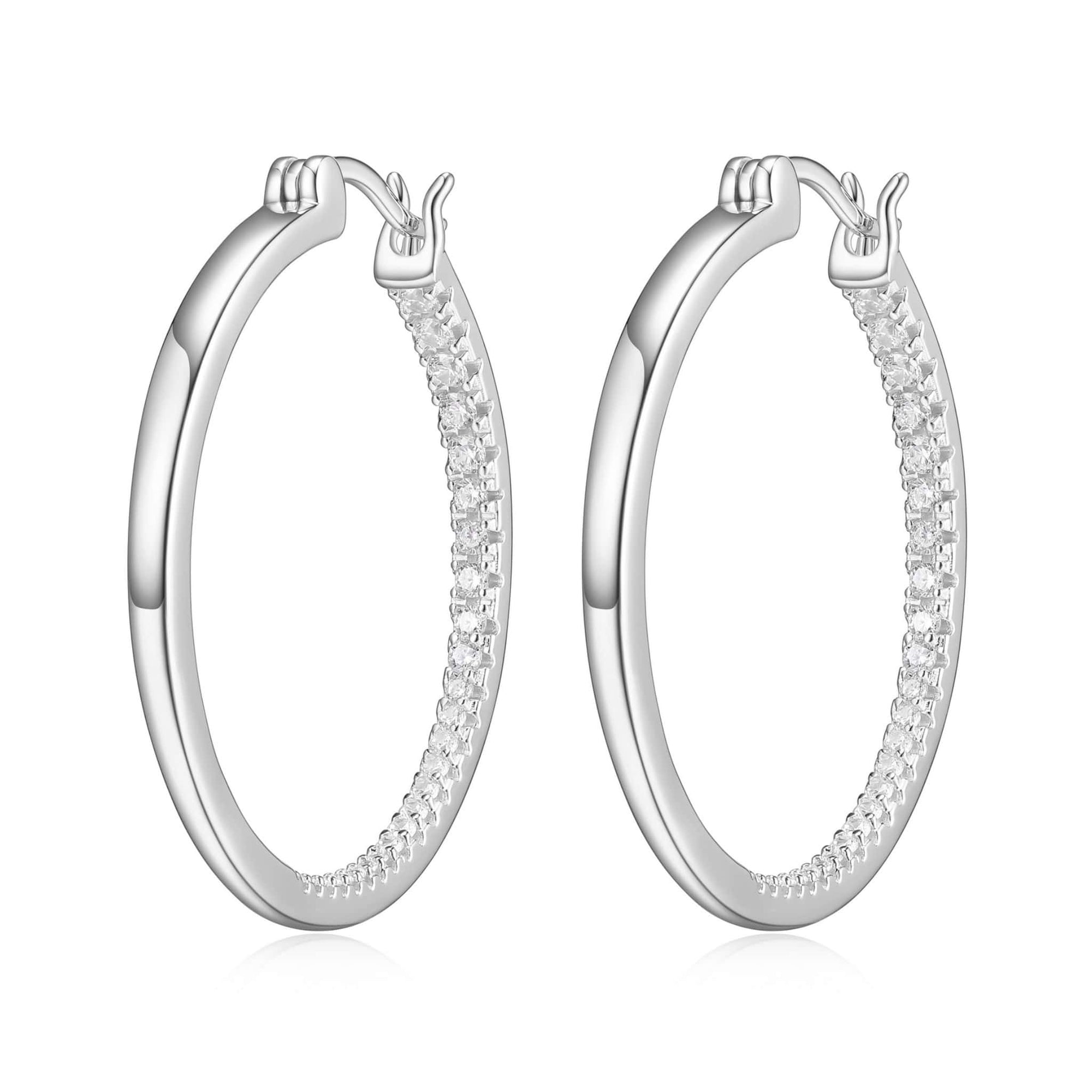 CZ Pavé Silver Hoop Earrings at Arman's Jewellers