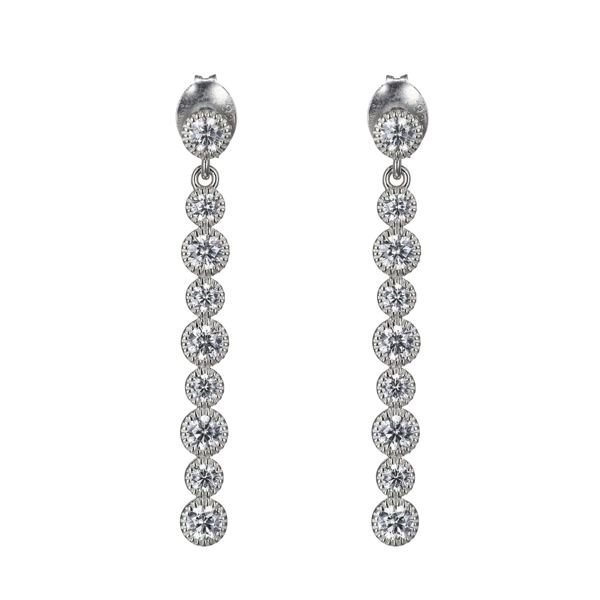 CZ Vertical Bar Silver Earrings at Arman's Jewellers