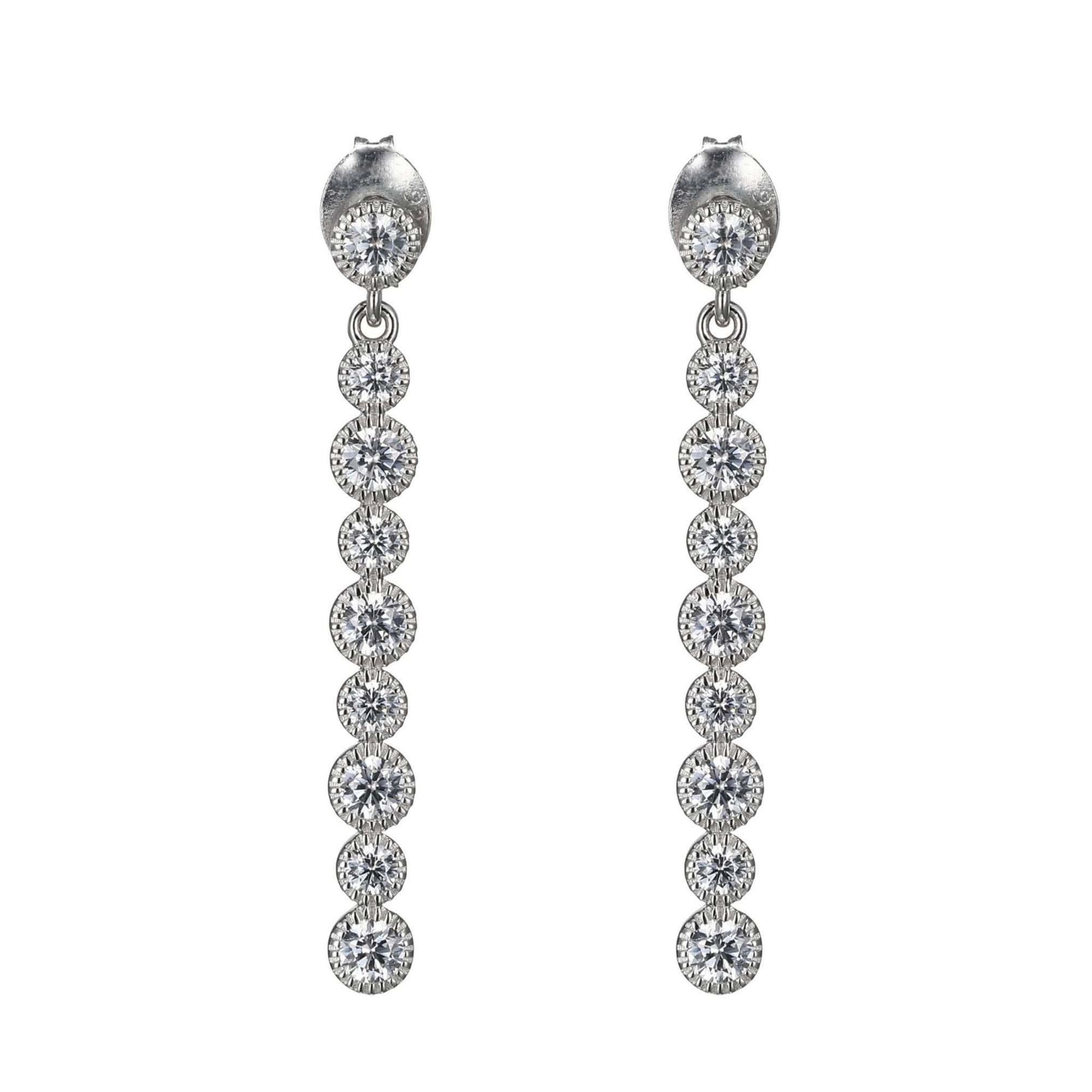 CZ Vertical Bar Silver Earrings at Arman's Jewellers