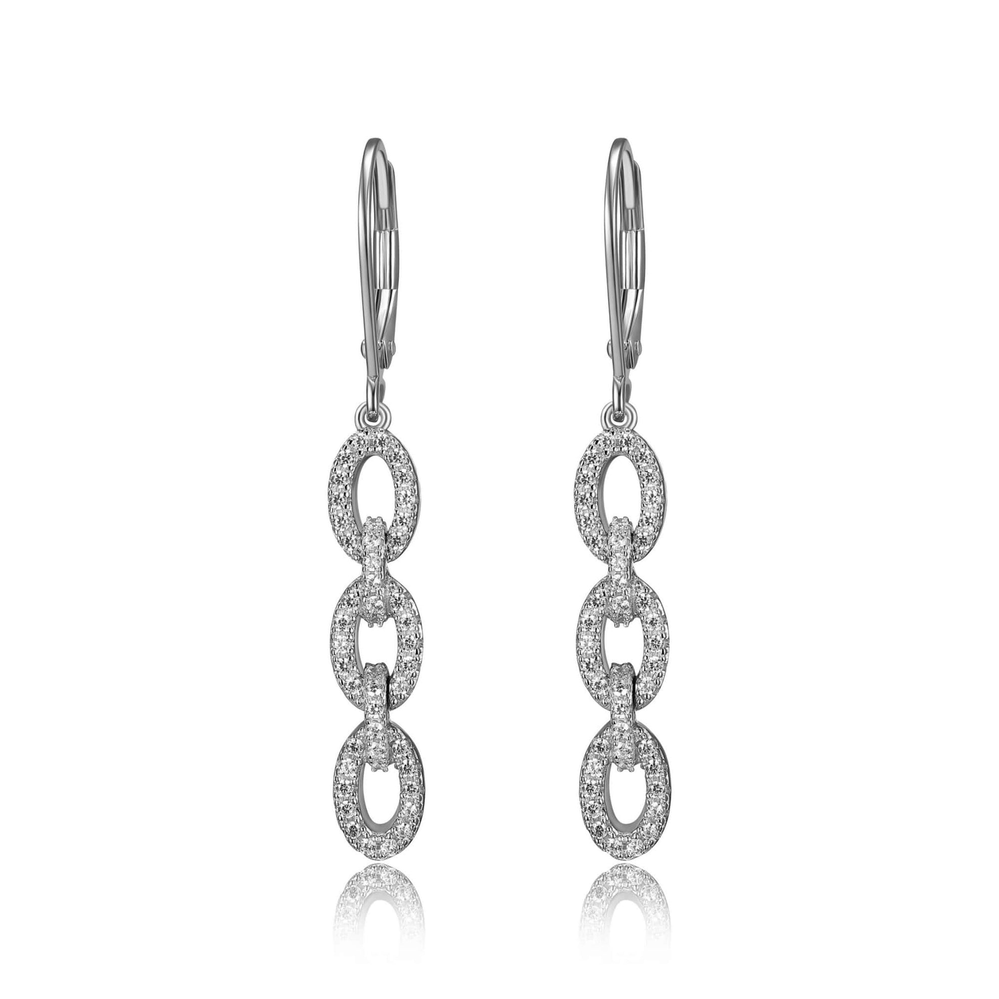 Charles Garnier "Diamonique" Silver Dangle Earrings at Arman's Jewellers