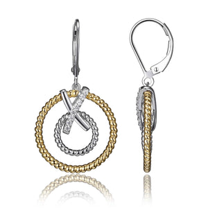 Charles Garnier "Linq" Two-Tone Silver Dangle Earrings at Arman's Jewellers