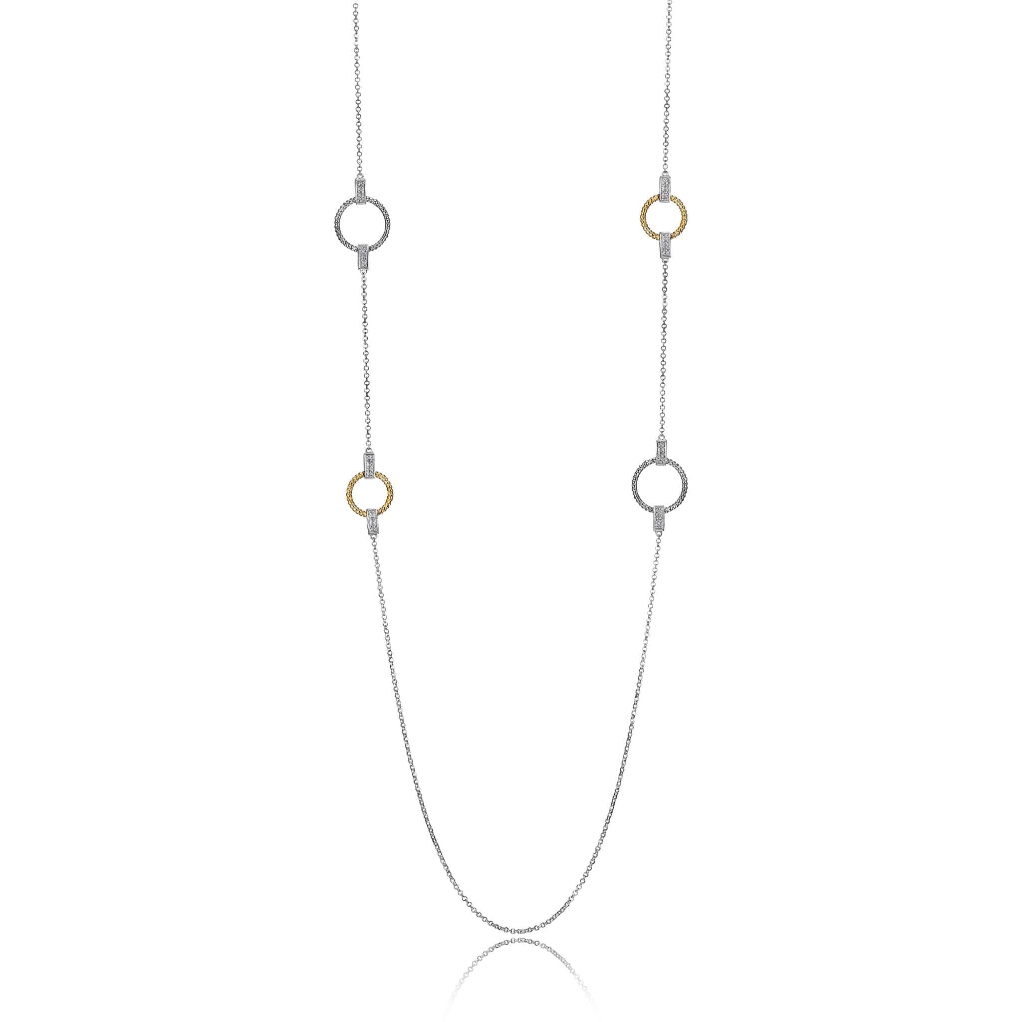 Charles Garnier "Linq" Two-Tone Silver Station Necklace at Arman's Jewellers