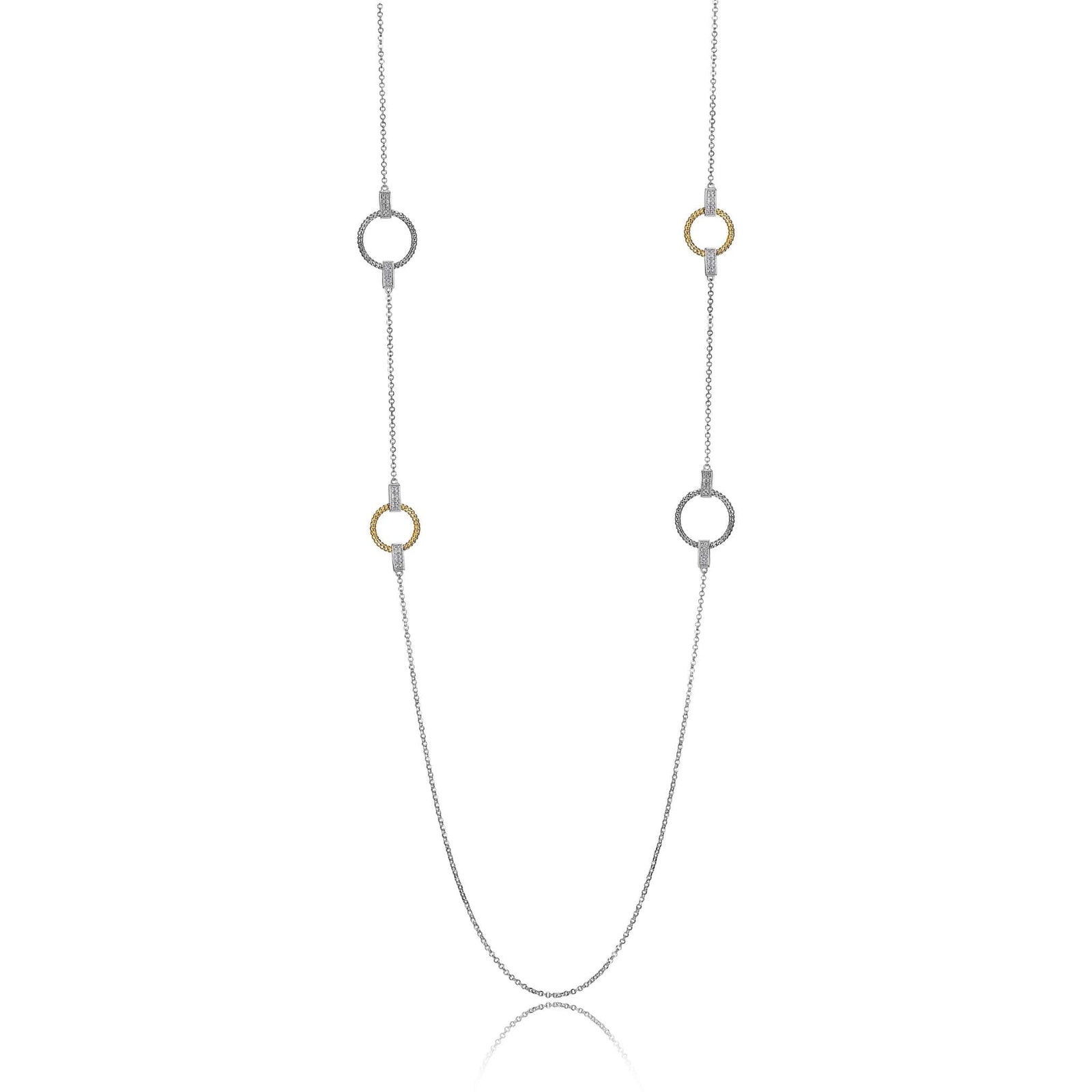 Charles Garnier "Linq" Two-Tone Silver Station Necklace at Arman's Jewellers