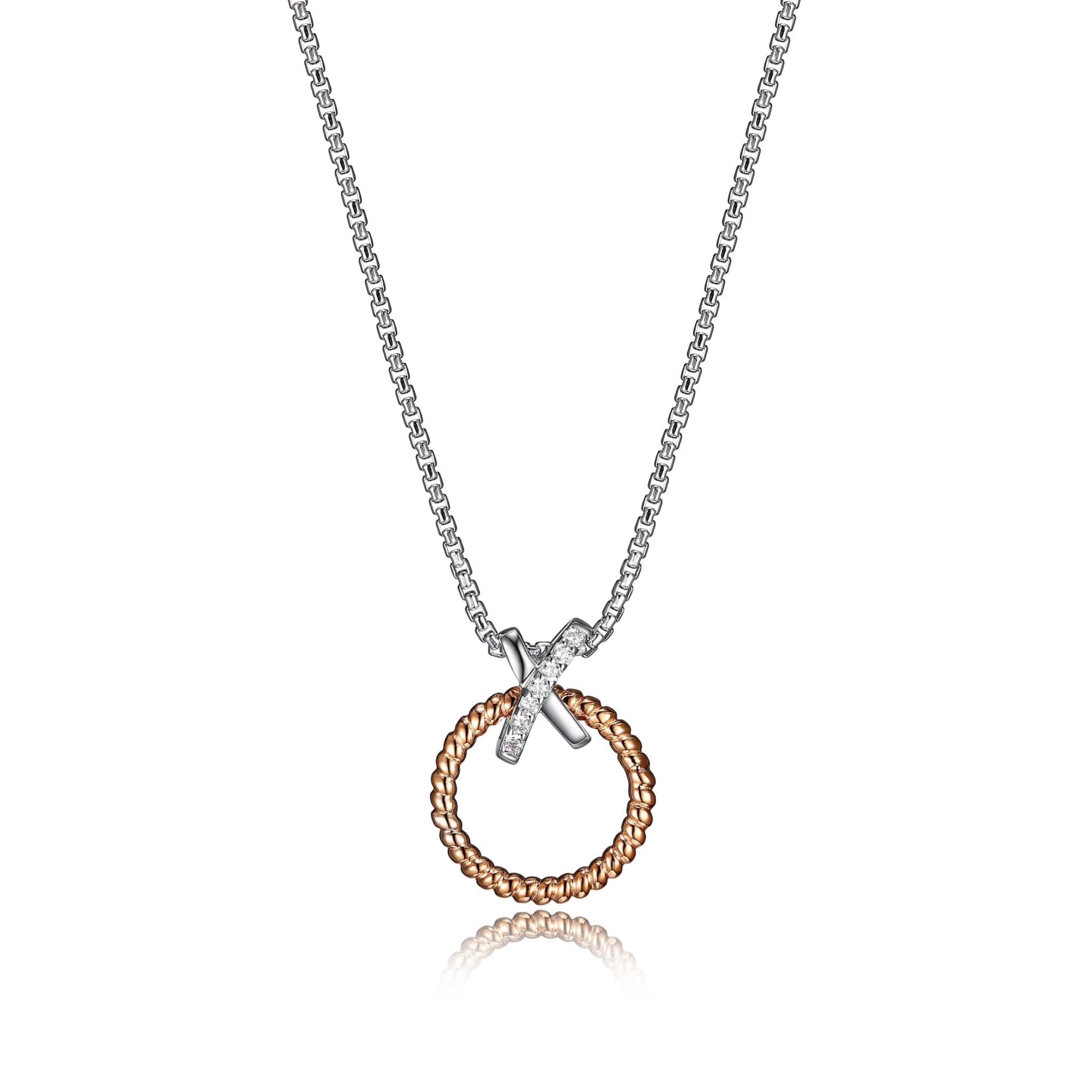 Charles Garnier 18K Rose Gold Plated "Linq" Silver Necklace at Arman's Jewellers