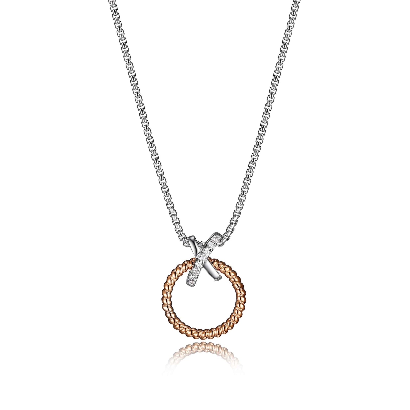 Charles Garnier Rhodium Plated "Linq" Silver Necklace at Arman's Jewellers
