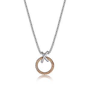 Charles Garnier 18K Rose Gold Plated "Linq" Silver Necklace at Arman's Jewellers