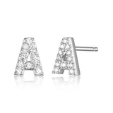 Mini "A" Initial CZ Silver Stud Earrings at Arman's Jewellers