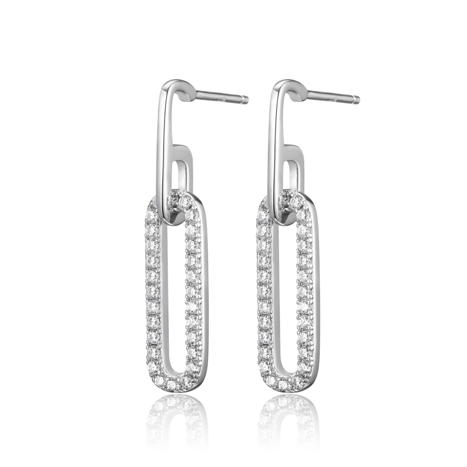 Diamondlite CZ Paperclip Link Silver Earrings at Arman's Jewellers