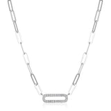 CZ Paperclip Link Silver Necklace at Arman's Jewellers Kitchener Waterloo