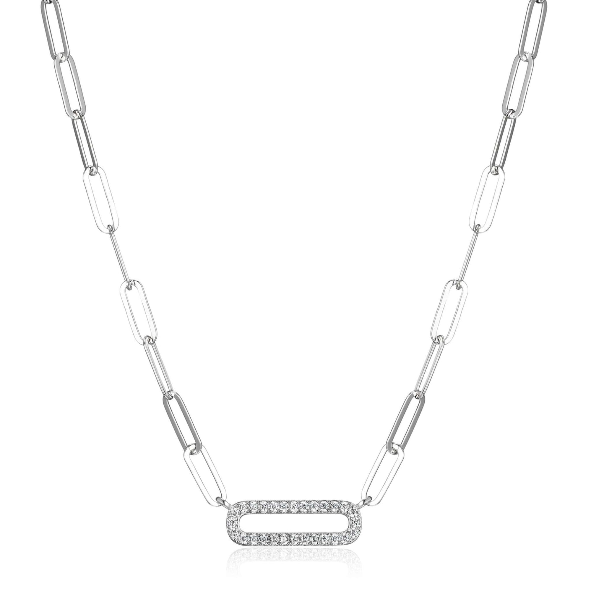 CZ Paperclip Link Silver Necklace at Arman's Jewellers Kitchener Waterloo
