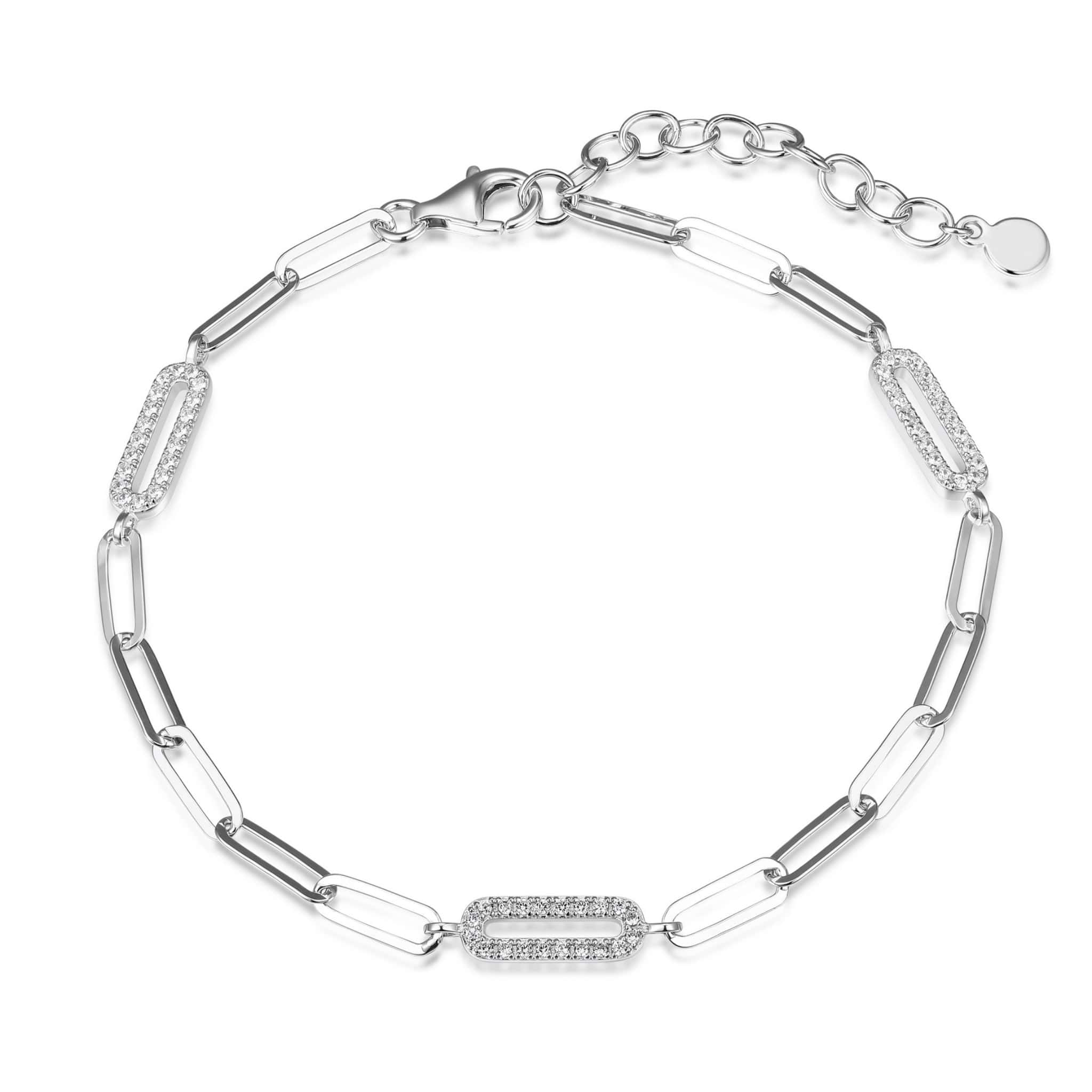 Diamondlite CZ Paperclip Link Silver Bracelet at Arman's Jewellers