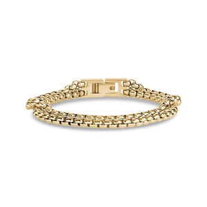 Gold Double Row Round Box Link Bracelet at Arman's Jewellers