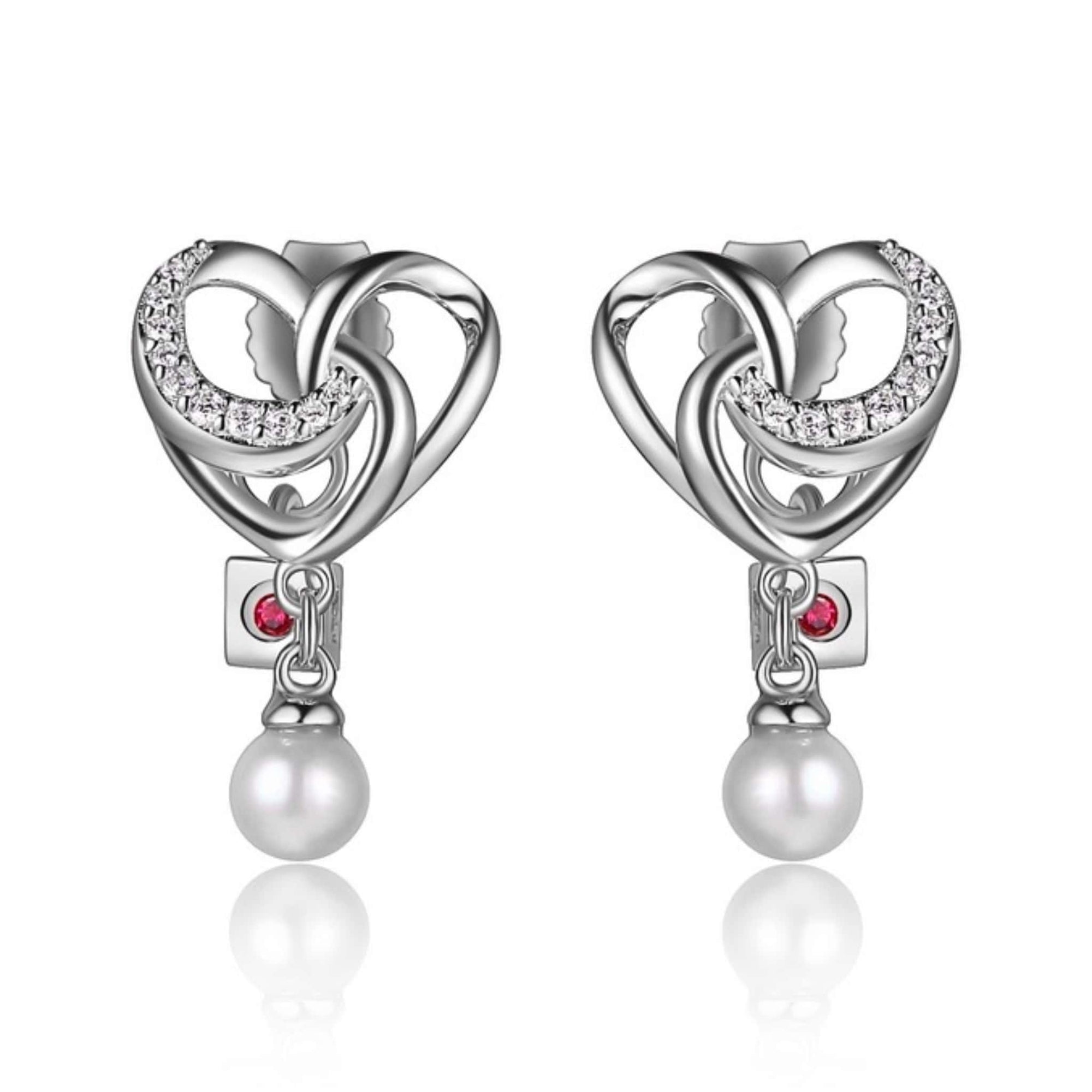 ELLE Amour Genuine Pearl Heart Post Earrings