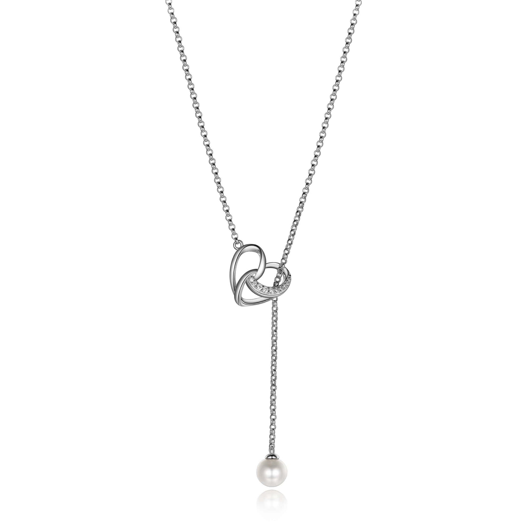 ELLE Amour Heart Slider Silver Necklace with Genuine Pearl at Arman's Jewellers 