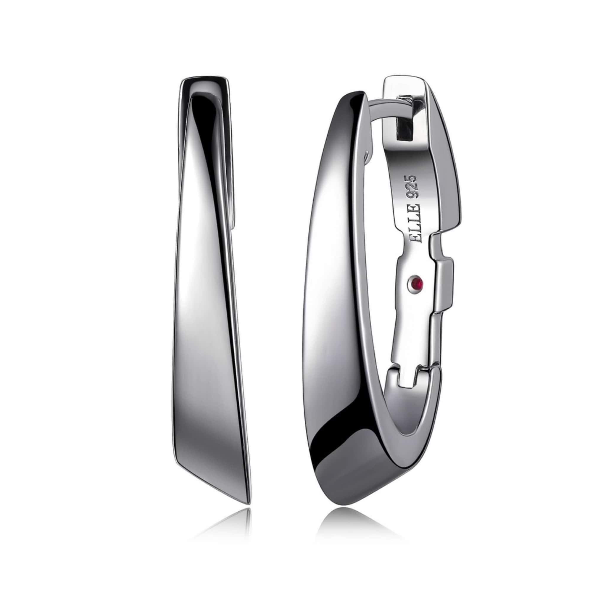 ELLE Angled Oval Silver Hoop Earrings at Arman's Jewellers