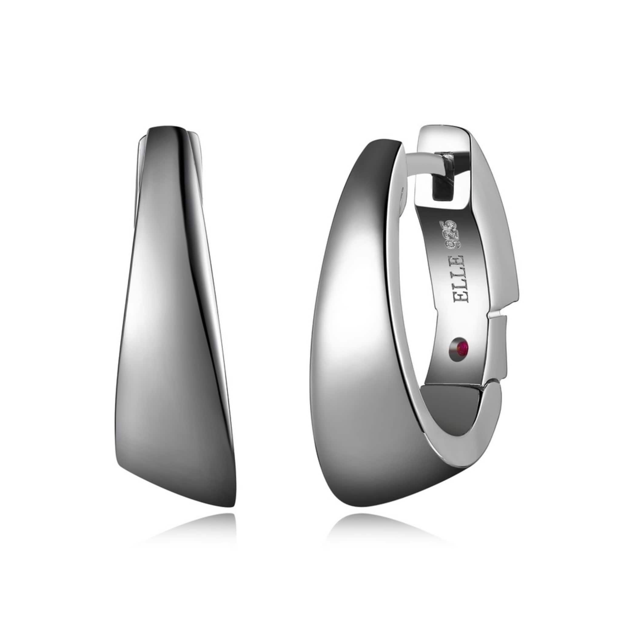 ELLE Angled Oval Silver Small Hoop Earrings at Arman's Jewellers 