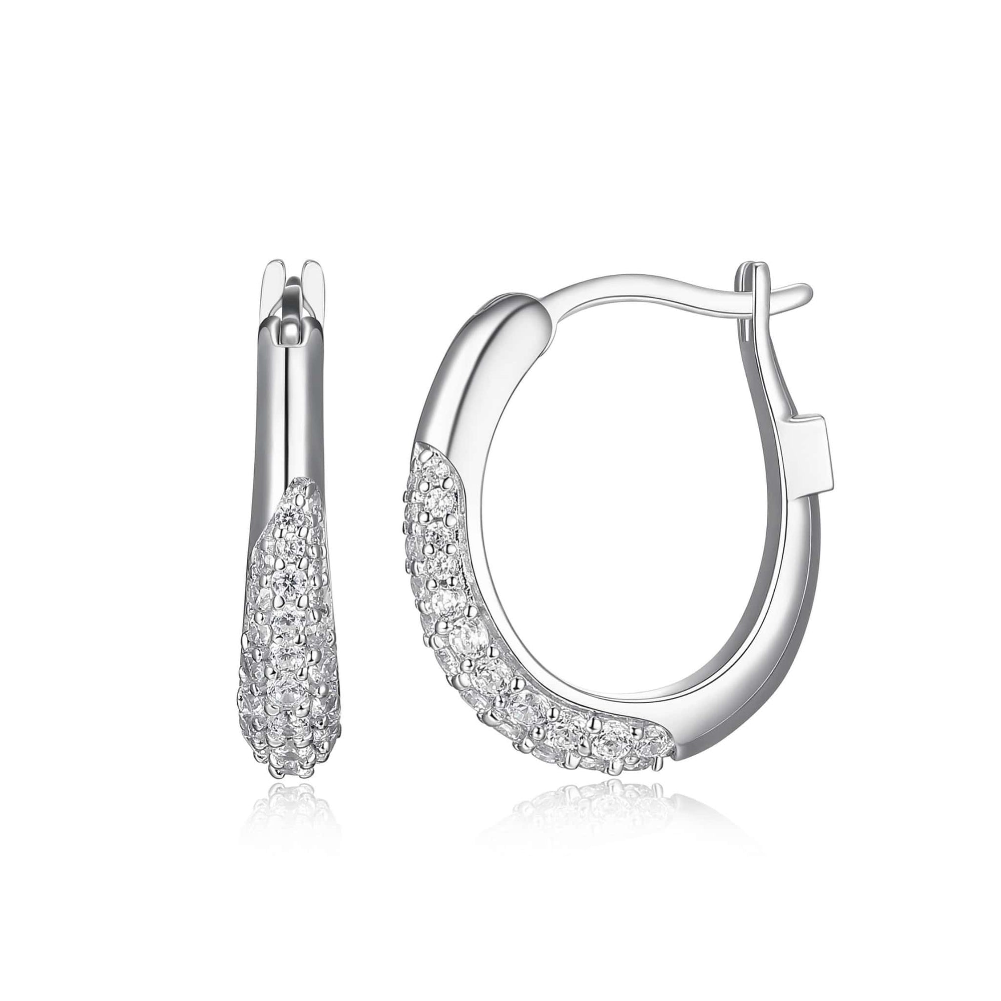 ELLE "Caramel" CZ Silver Oval Hoop Earrings at Arman's Jewellers Kitchener