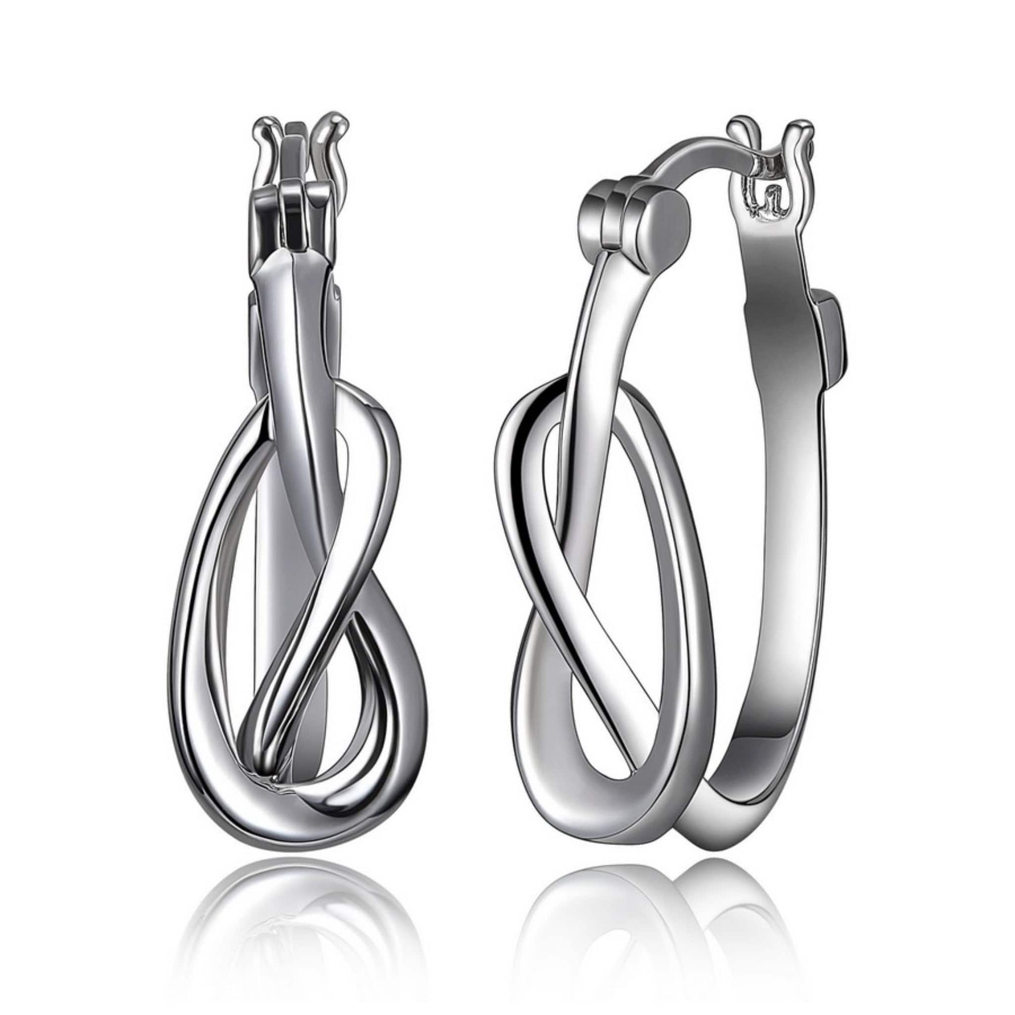 ELLE Eternity Love Knot Silver Hoop Earrings at Arman's Jewellers