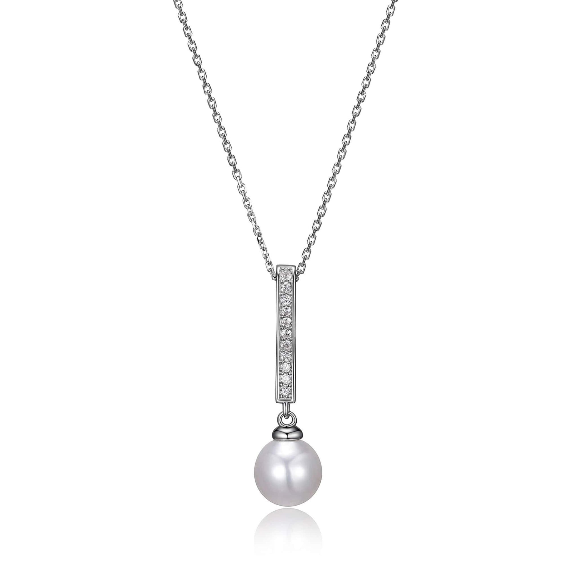 ELLE Genuine Pearl & CZ Silver Necklace at Arman's Jewellers