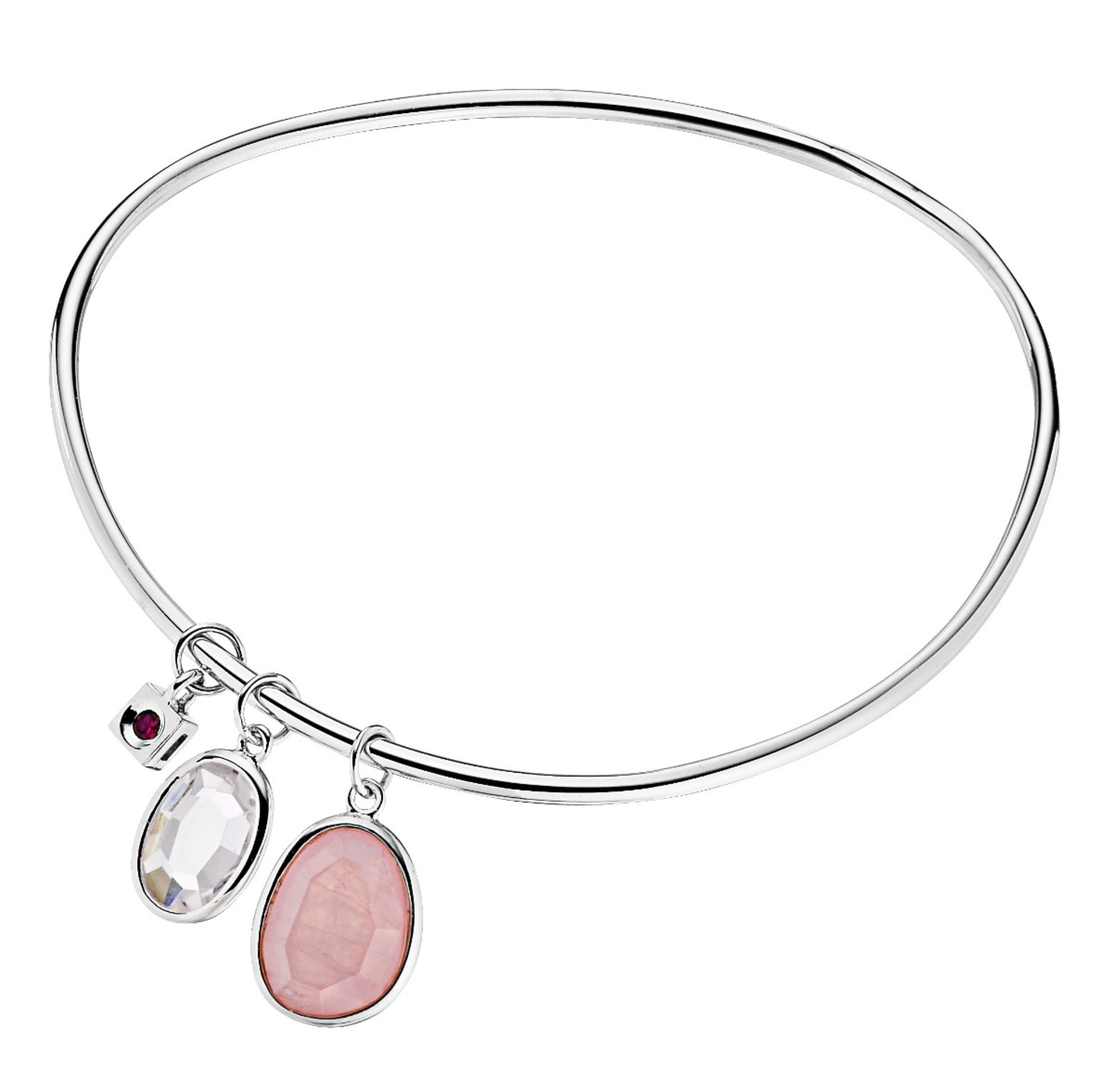 ELLE Harmony Rose Quartz Silver Bangle at Arman's Jewellers