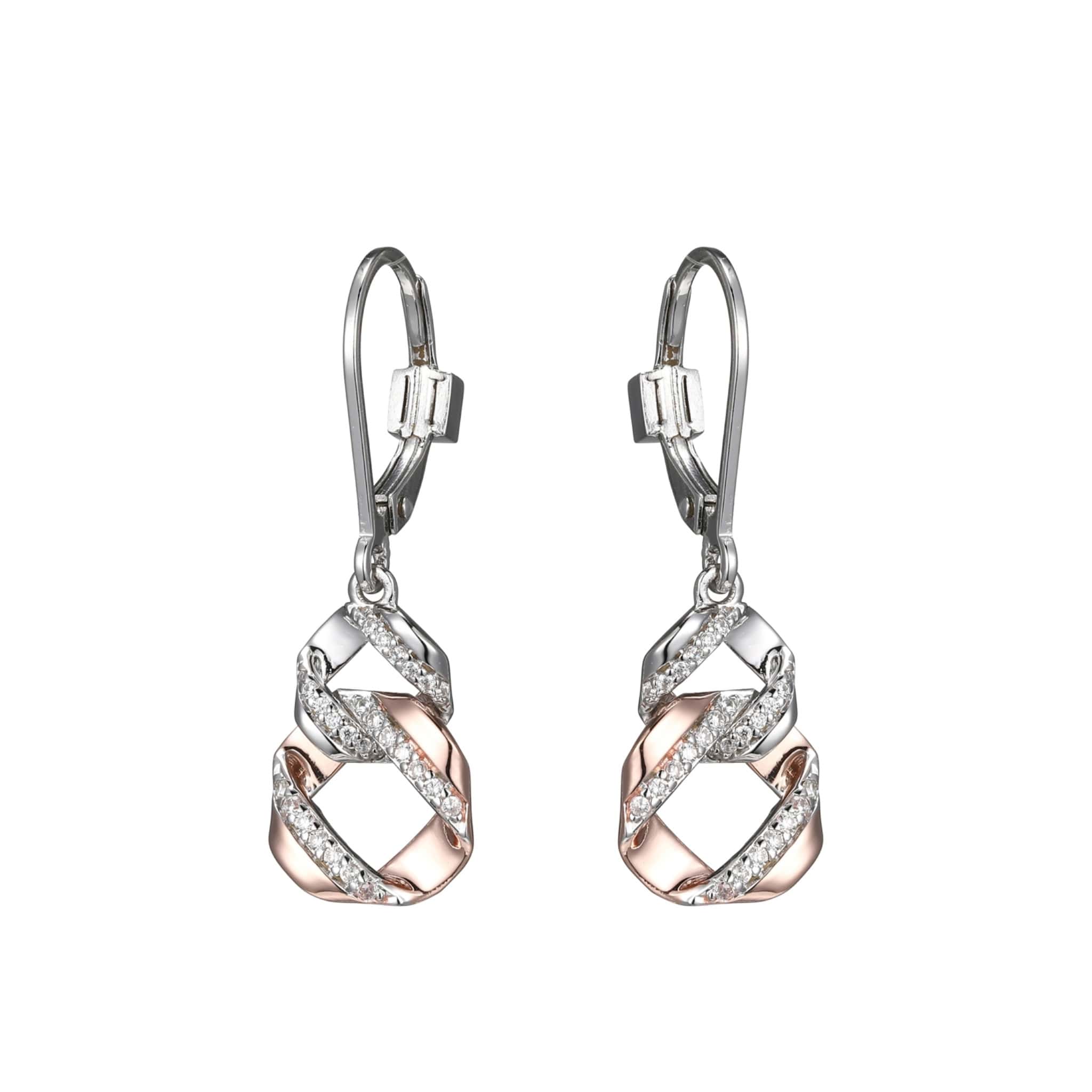 ELLE Lattice CZ Silver Dangle Earrings at Arman's Jewellers