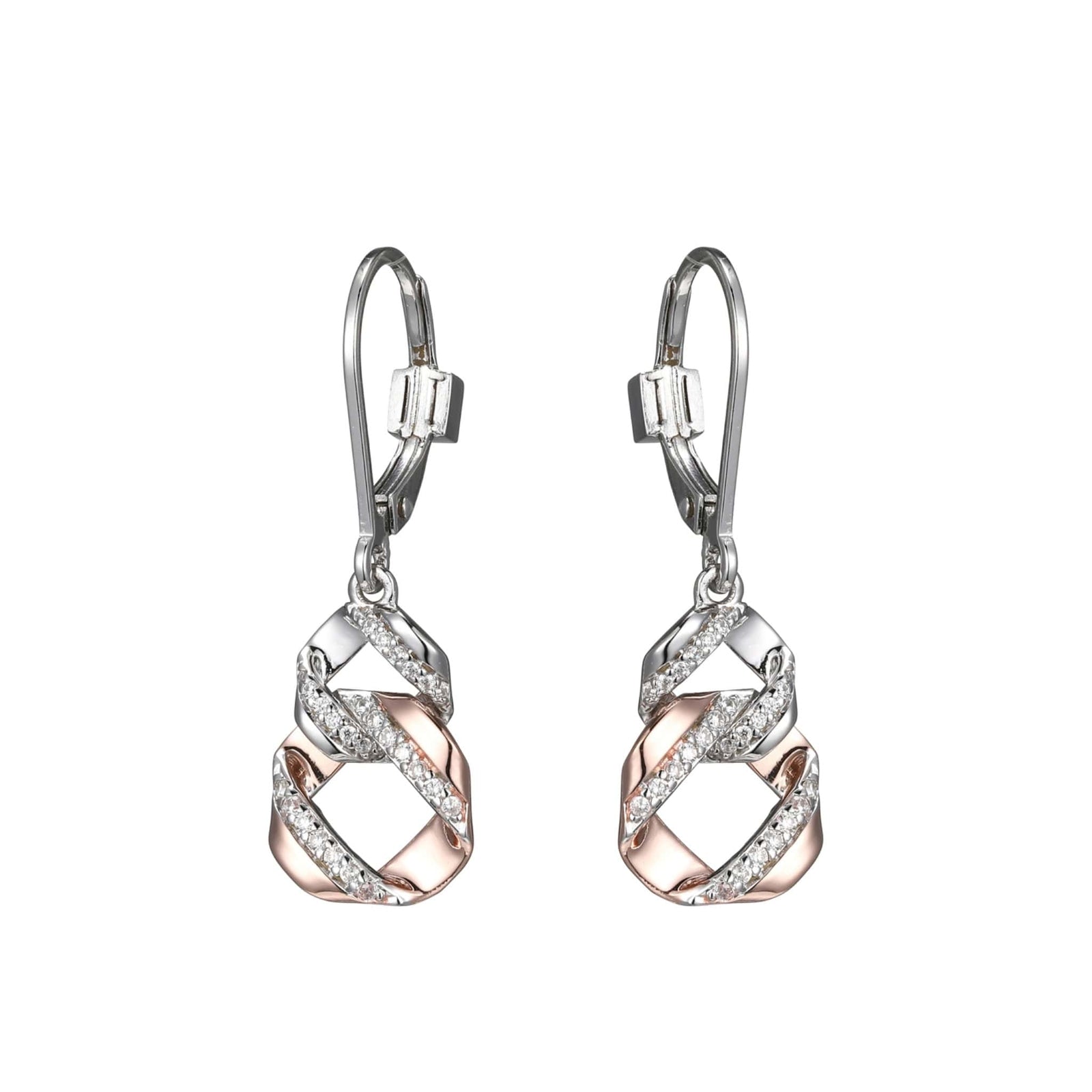 ELLE Lattice CZ Silver Dangle Earrings at Arman's Jewellers
