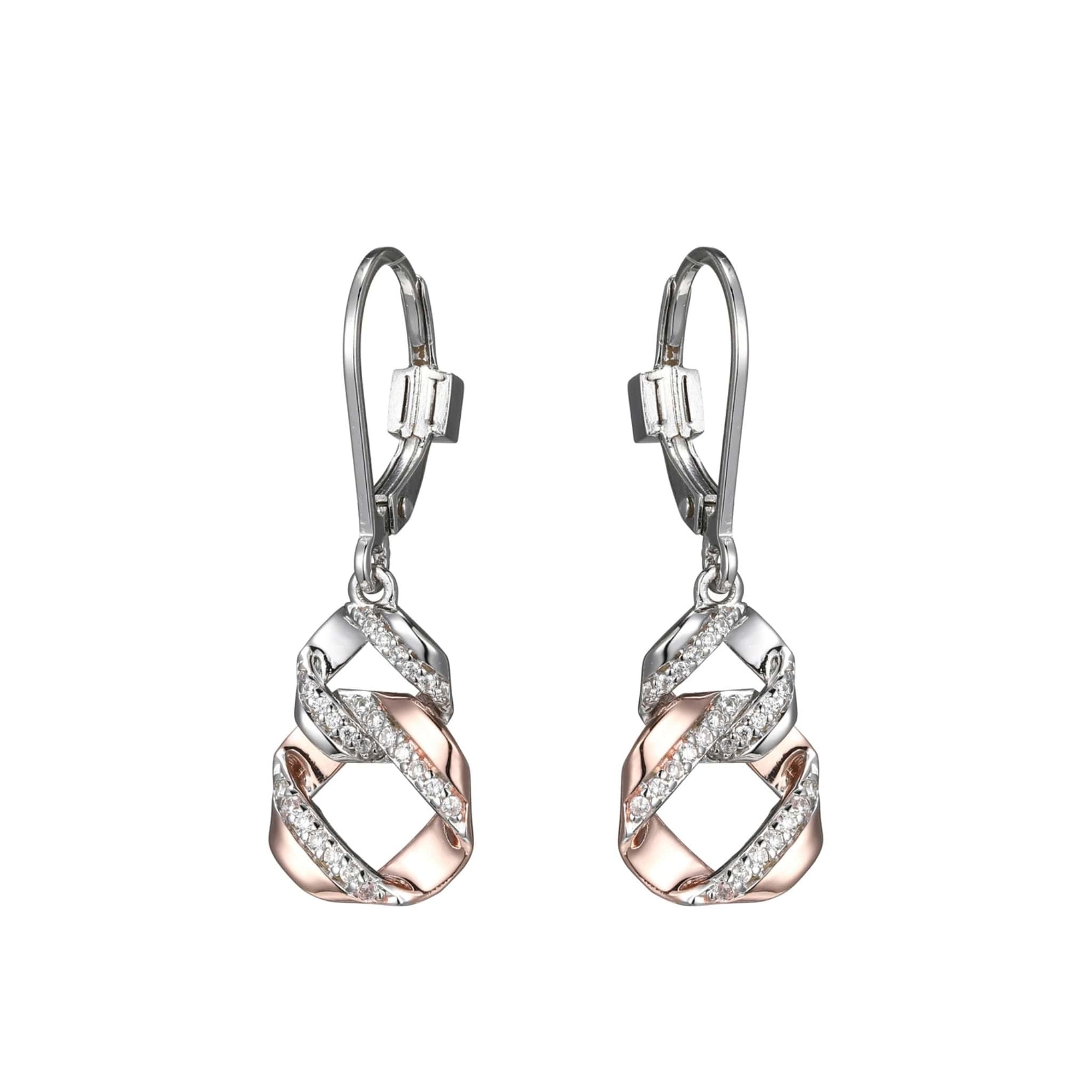 ELLE Lattice CZ Silver Dangle Earrings at Arman's Jewellers