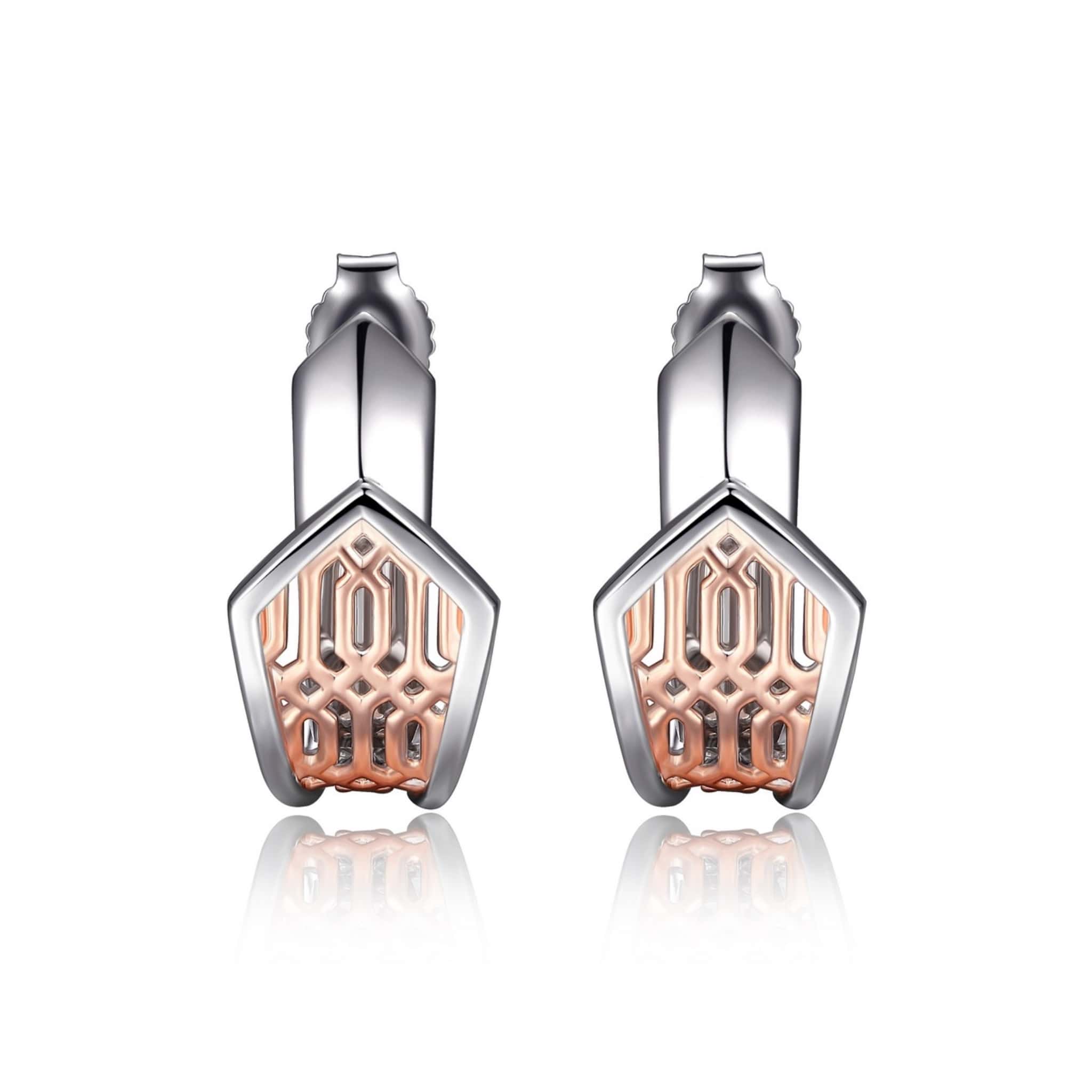 ELLE Lattice Two-Tone Spear Hoop Post Earrings At Arman's Jewellers