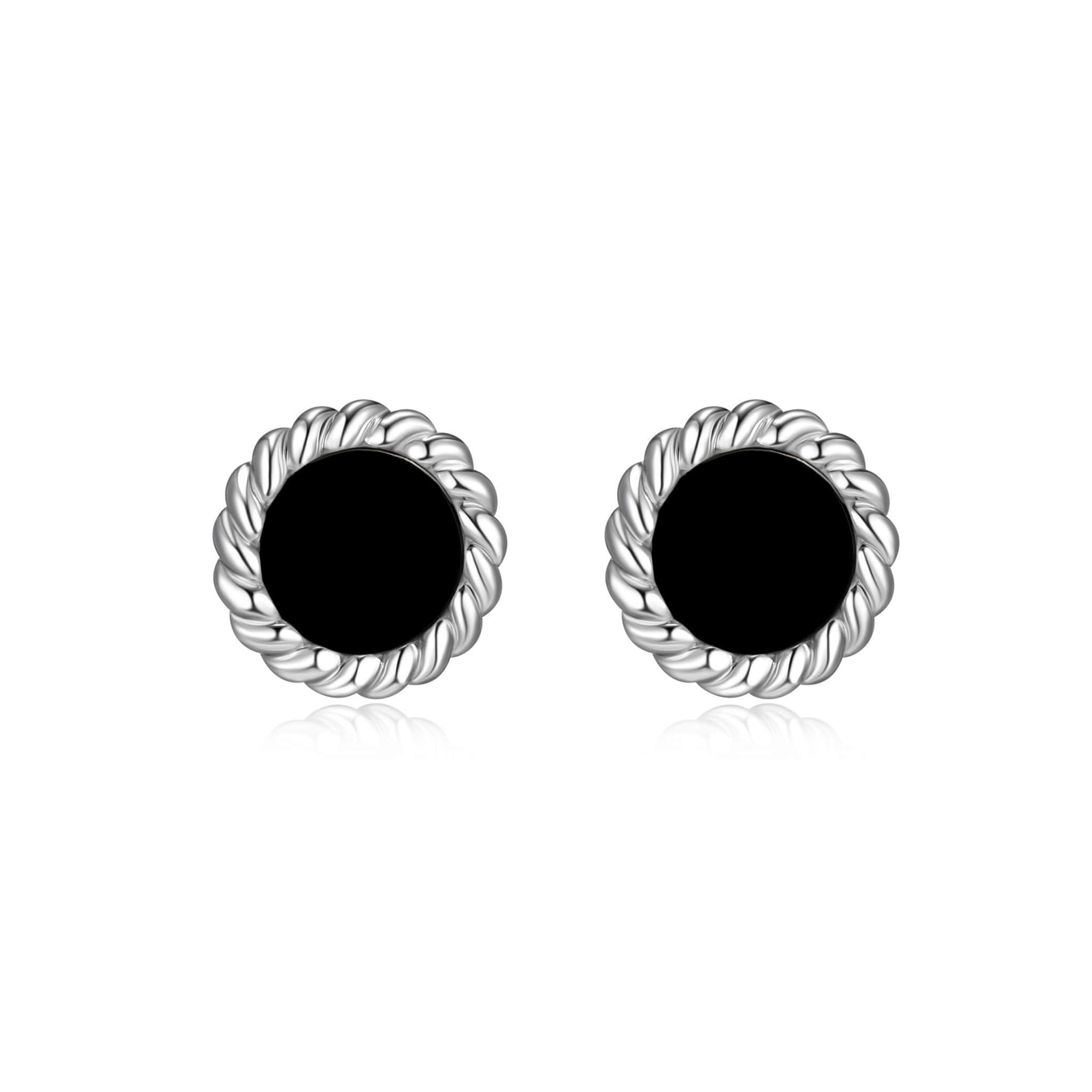 ELLE "Nautical" Black Agate Silver Stud Earrings at Arman's Jewellers Kitchener