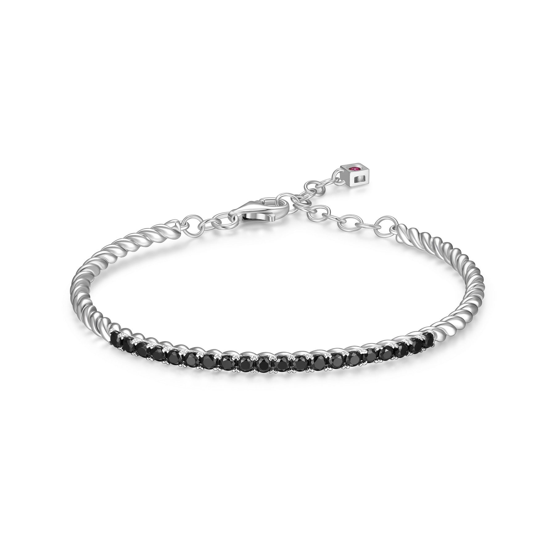ELLE "Nautical" Black Spinel Silver Rope Bangle at Arman's Jewellers