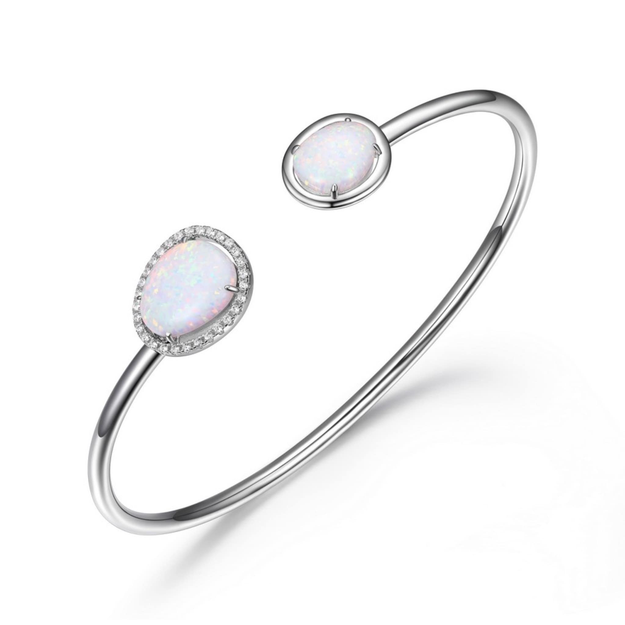 ELLE Opal & CZ Flexi Cuff Silver Bracelet at Arman's Jewellers