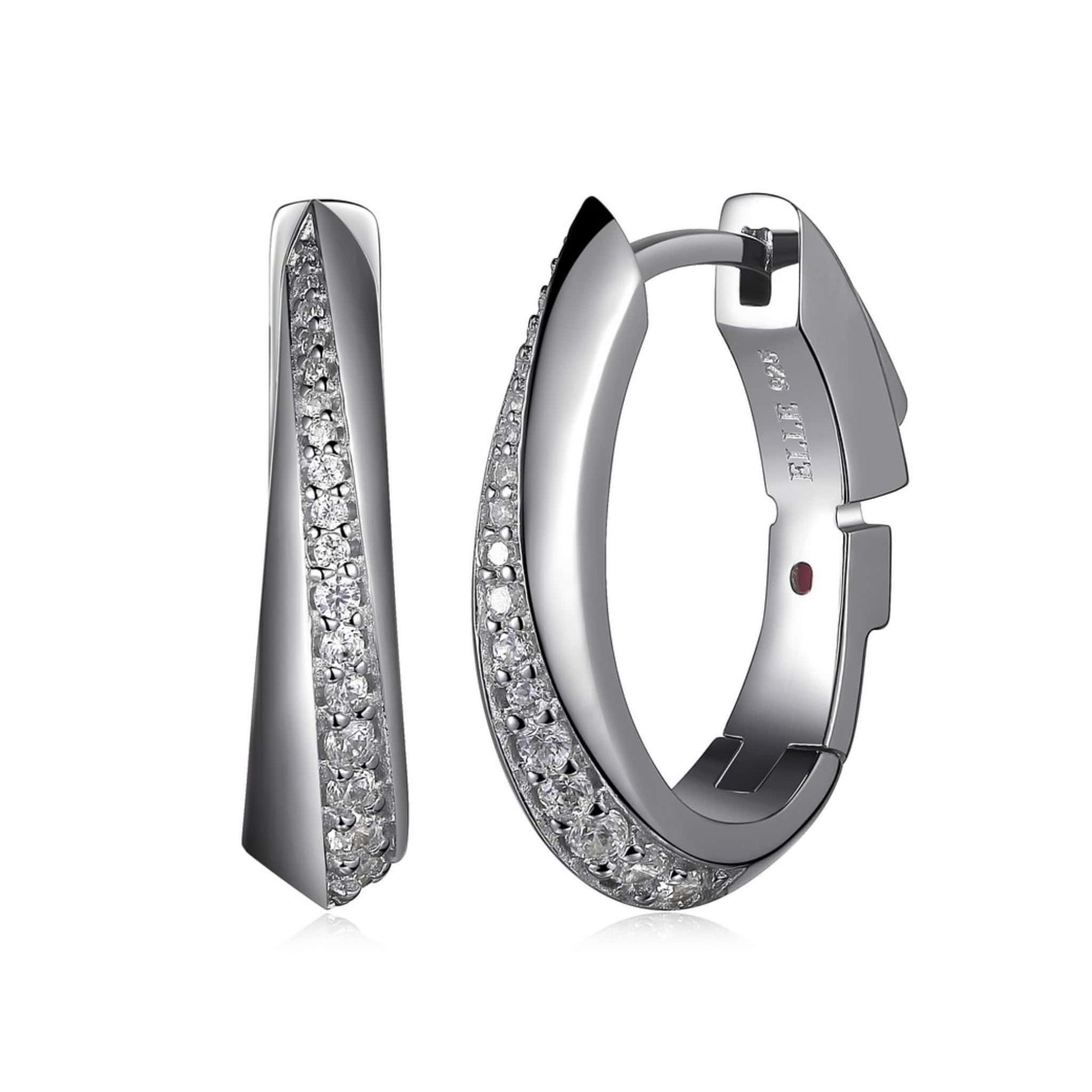 ELLE Oval CZ Silver Hoop Earrings at Arman's Jewellers